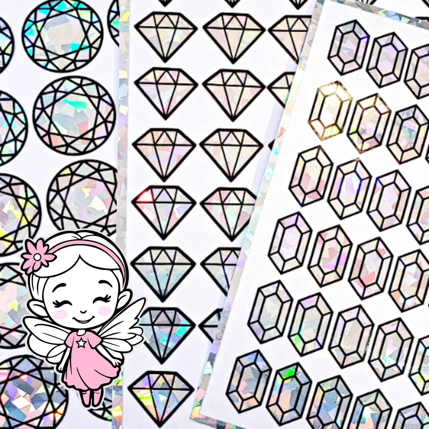 white diamond gemstone stickers