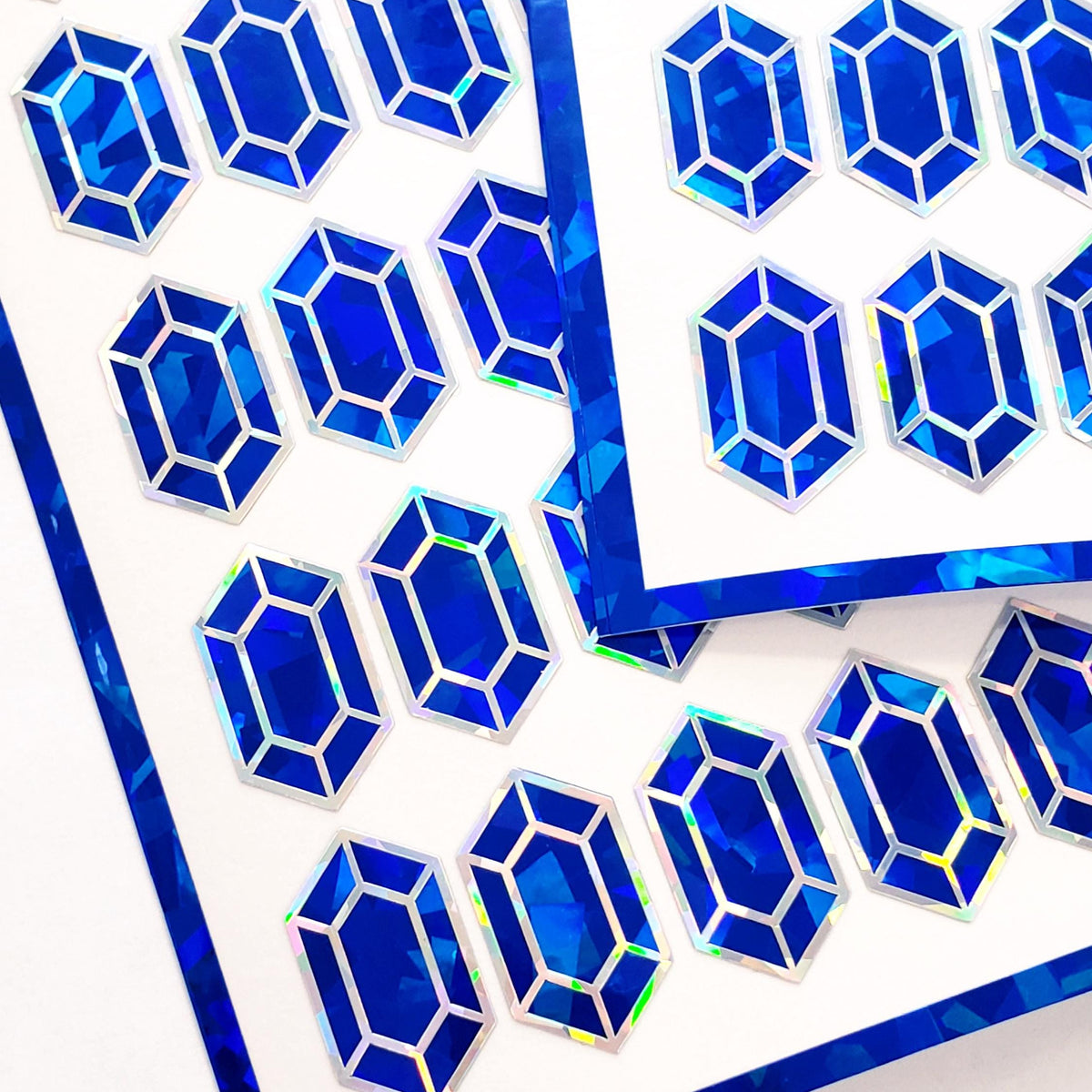 Blue Rupee Gem Stickers, set of 36.