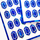 Blue Rupee Gem Stickers, set of 36.