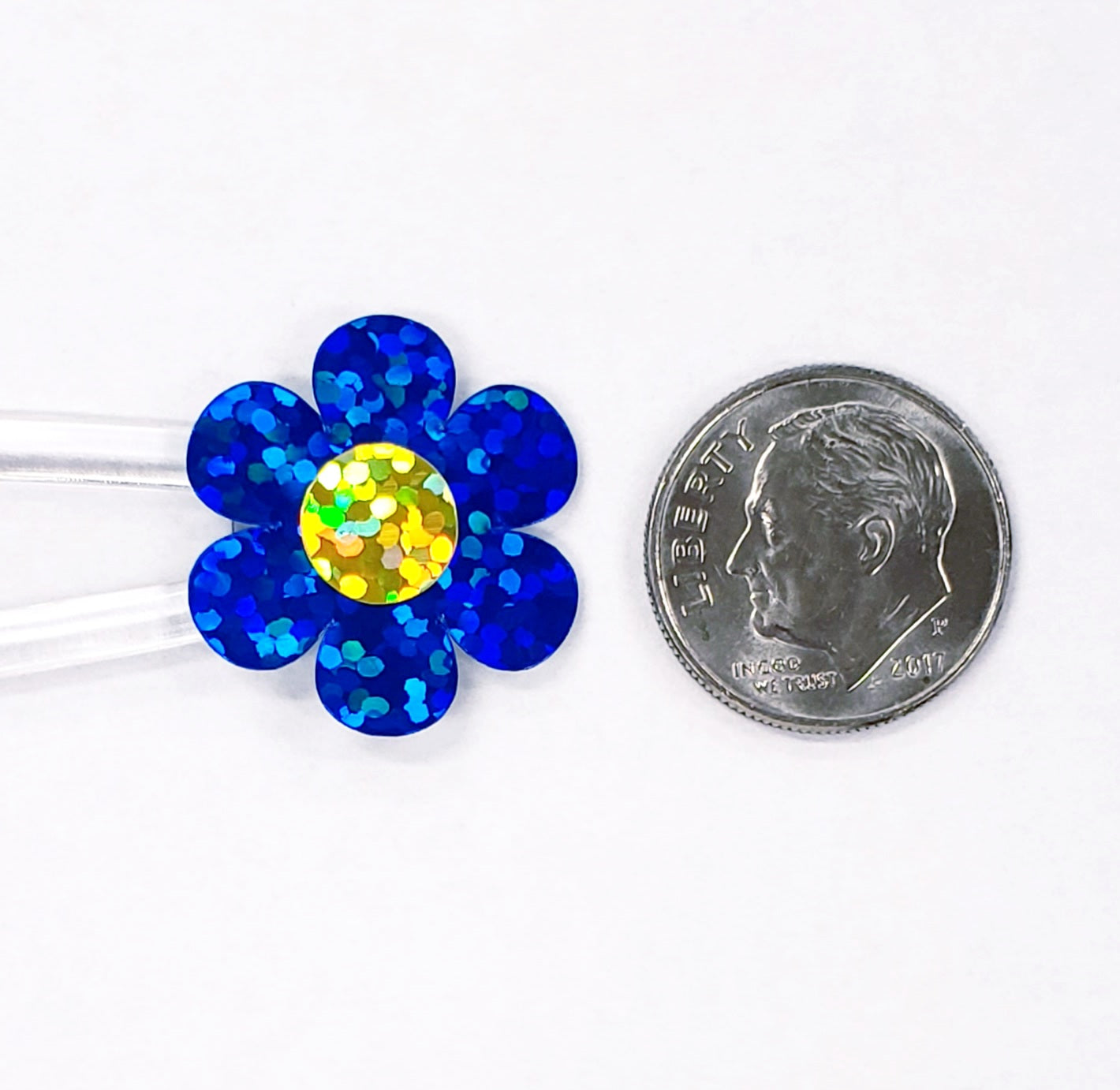Blue Daisy Flower Glitter Stickers