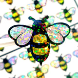 handmade sparkly yellow and black bumblebee stickers