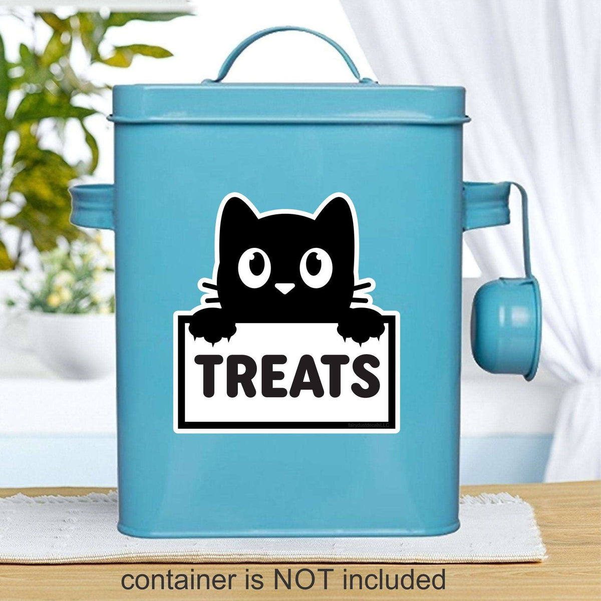 Cat Treats Sticker, pet storage container label, organized home pantry, 5x5 inch sticker for glass, plastic or metal canisters