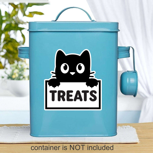 Cat Treats Sticker, pet storage container label, organized home pantry, 5x5 inch sticker for glass, plastic or metal canisters