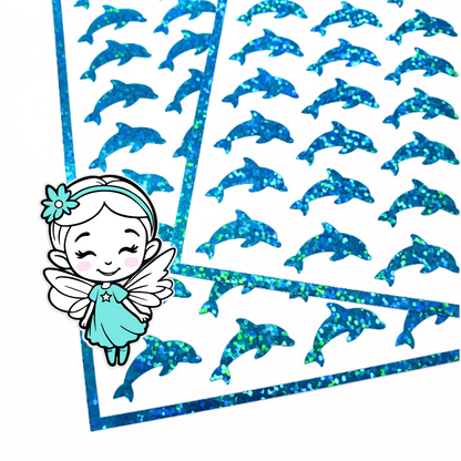 Sparkly Dolphin Stickers, set of 50.
