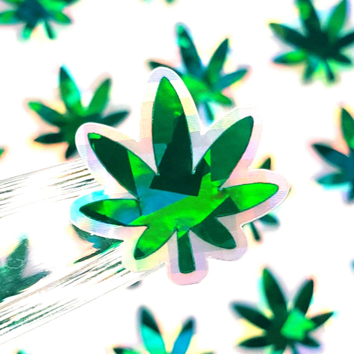 Pot Leaf Stickers, silver