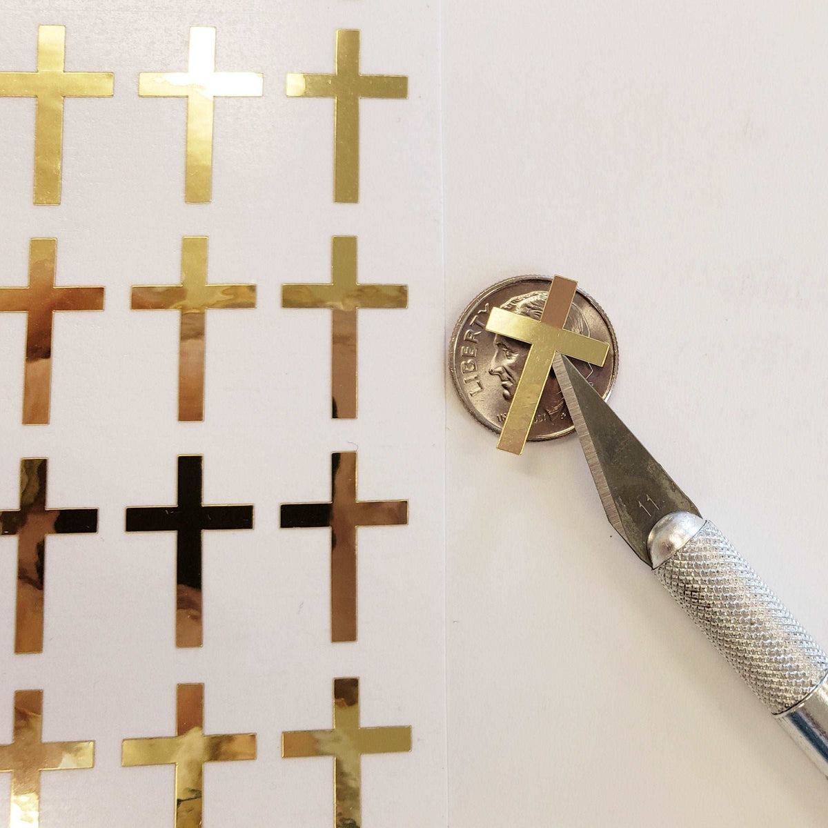 Religious Gold Cross Stickers