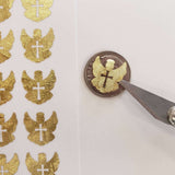 Angel Stickers, gold metallic vinyl decals, small angel labels for envelopes, baby baptism christening, funeral memorial, Christian stickers