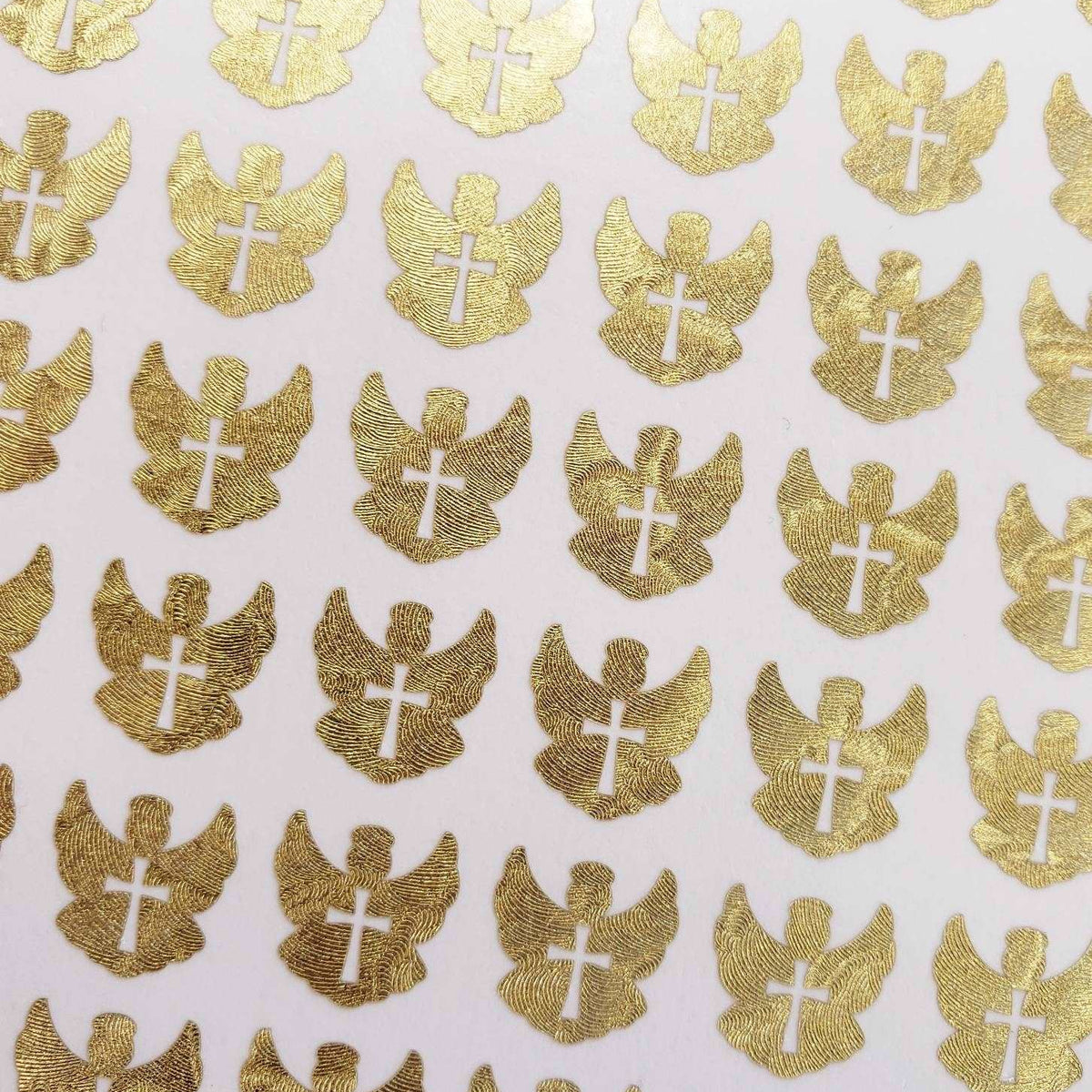 Angel Stickers, gold metallic vinyl decals, small angel labels for envelopes, baby baptism christening, funeral memorial, Christian stickers
