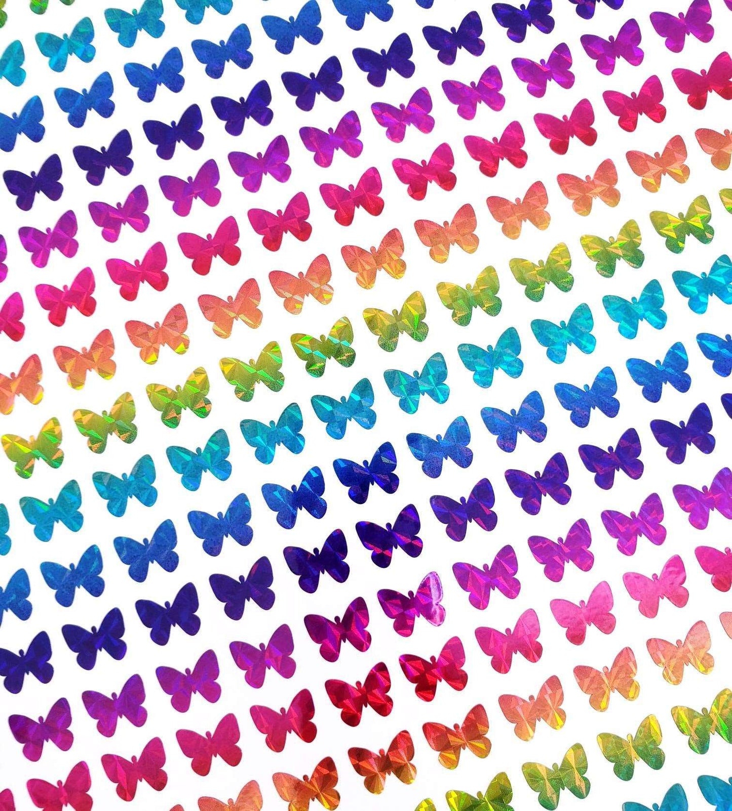 Rainbow Butterfly Stickers, set of 108 little multi color sparkly butterfly stickers for notebooks, phone cases and journal pages.