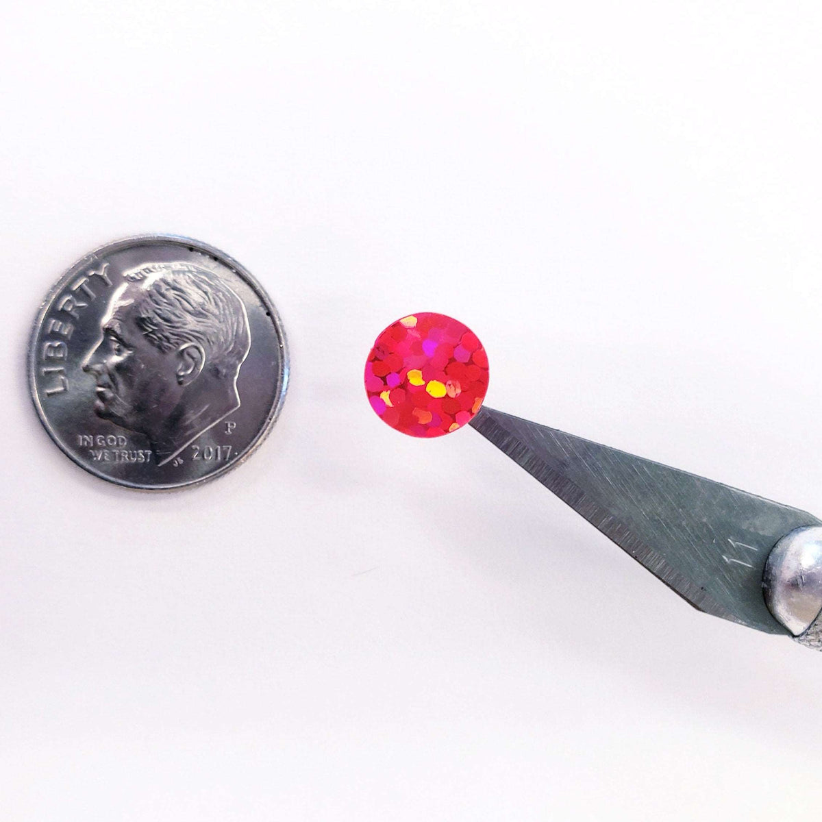 Pink Dots Stickers, set of 150 or 400 pink glitter adhesive spot decals, birthday party drink cup stickers