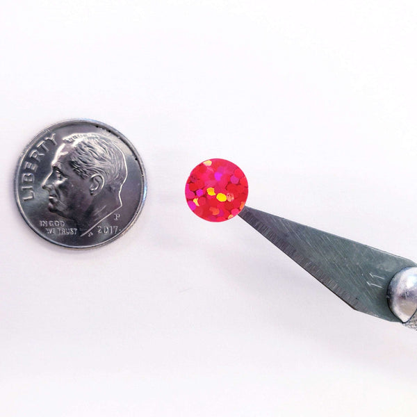 Pink Dots Stickers, set of 150 or 400 pink glitter adhesive spot decals, birthday party drink cup stickers