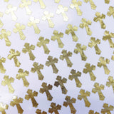 Gold Christian Cross stickers with fancy ends