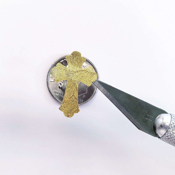 Gold Christian Cross Stickers, set of 50 or 100 gold crosses, fancy cross design, religious vinyl decals, decorative gold cross stickers