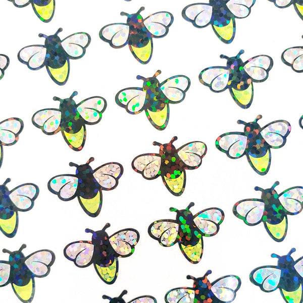 Firefly Stickers, set of 35 lightening bug stickers, sparkling firefly vinyl stickers for mason jars, envelopes, journals and crafts