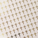 Extra Small Cross Stickers, set of 200 mirror gold religious crosses for envelopes, bible study, church group, block style, gold cross decal