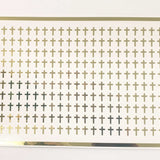 Extra Small Cross Stickers, set of 200 mirror gold religious crosses for envelopes, bible study, church group, block style, gold cross decal