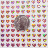 Pink Heart Stickers, set of 640 extra small pink glitter heart stickers for bullet journals, notebooks, nail art, toploader photocards