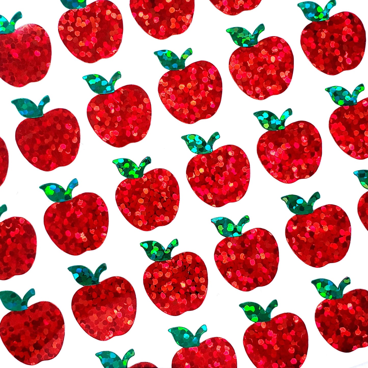 Small Apples Sticker Sheet, set of 40 sparkly red apple vinyl decals, back to school decorations, teacher stickers, recipe card labels.