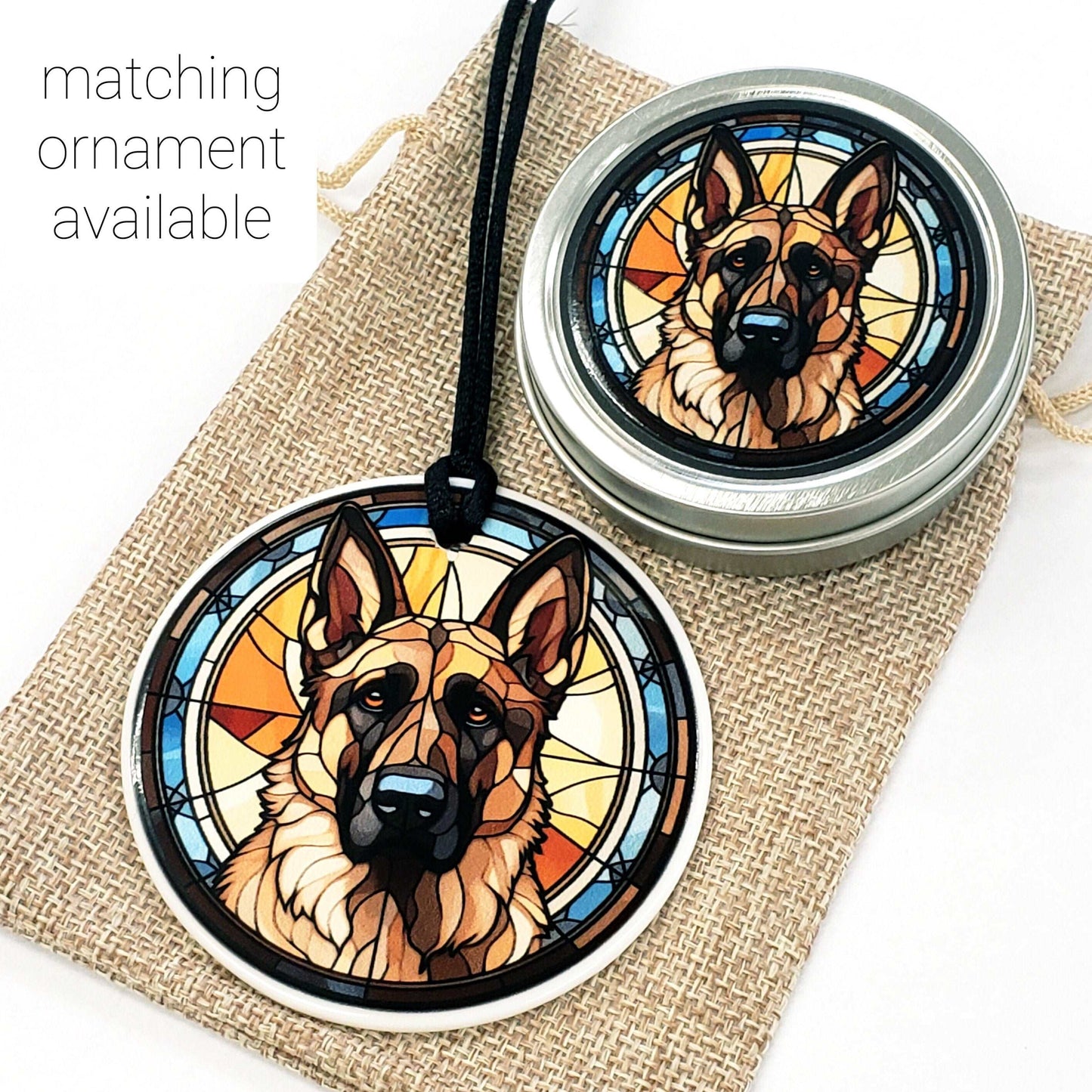 German Sheperd Gift Tin. Small round metal trinket container with sheperd dog graphics. Stocking Stuffer. Guitar Pick holder. Mints tin.