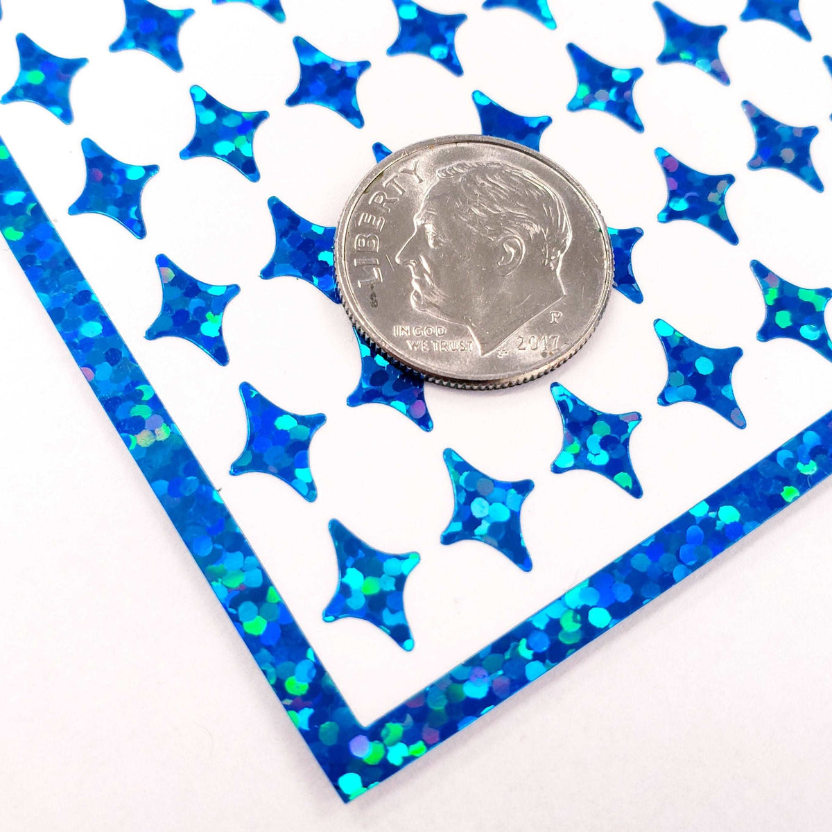 Blue Four-Pointed Stars Sticker Sheet