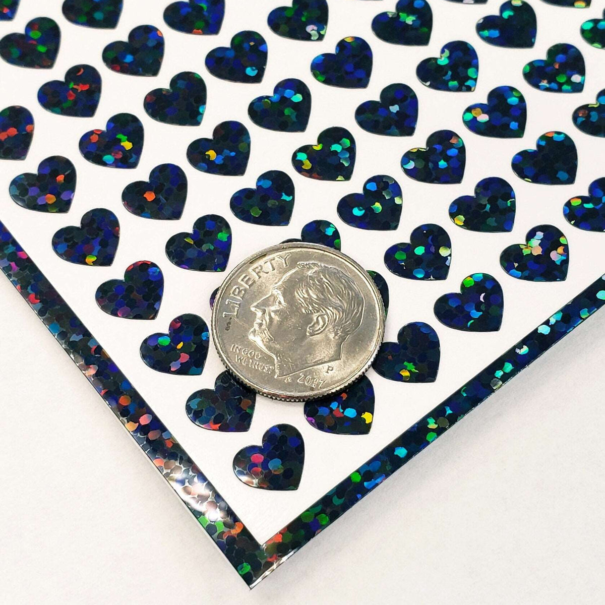 Small Black Hearts Sticker Sheet, set of 258 hearts.