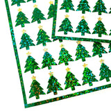 Christmas Trees Sticker Sheet, set of 50 Evergreen Pine Tree with gold star decorative stickers for ornaments, holiday cards and gift tags.