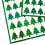 Christmas Trees Sticker Sheet, set of 50 Evergreen Pine Tree with gold star decorative stickers for ornaments, holiday cards and gift tags.