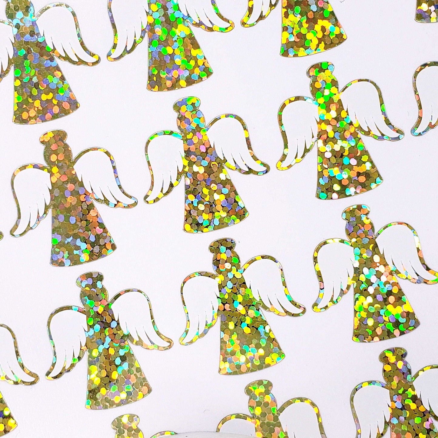 Gold Angels Stickers, set of 30 white and gold angel stickers for invitations, envelopes, memorial cards, planners, journals and crafts.