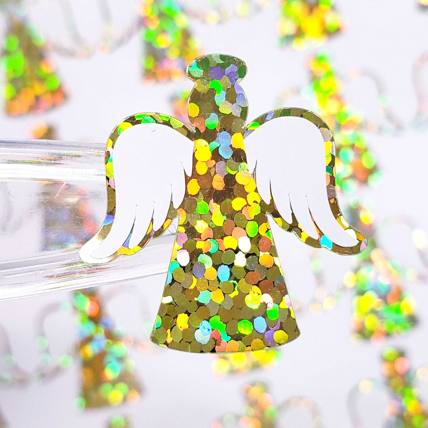 Gold Angels Stickers, set of 30 white and gold angel stickers for invitations, envelopes, memorial cards, planners, journals and crafts.