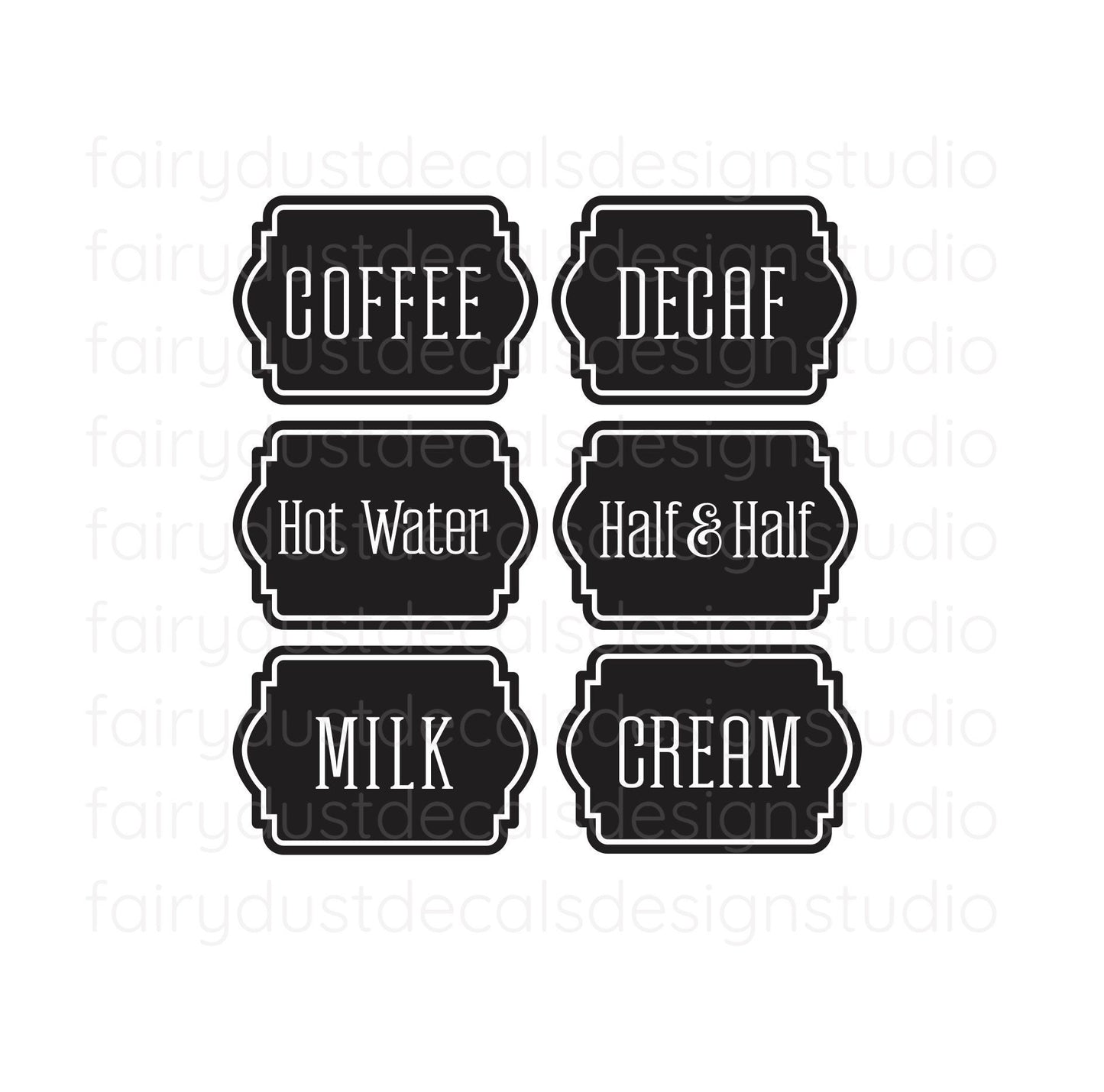 Coffee Decals, Set of 6 for carafes