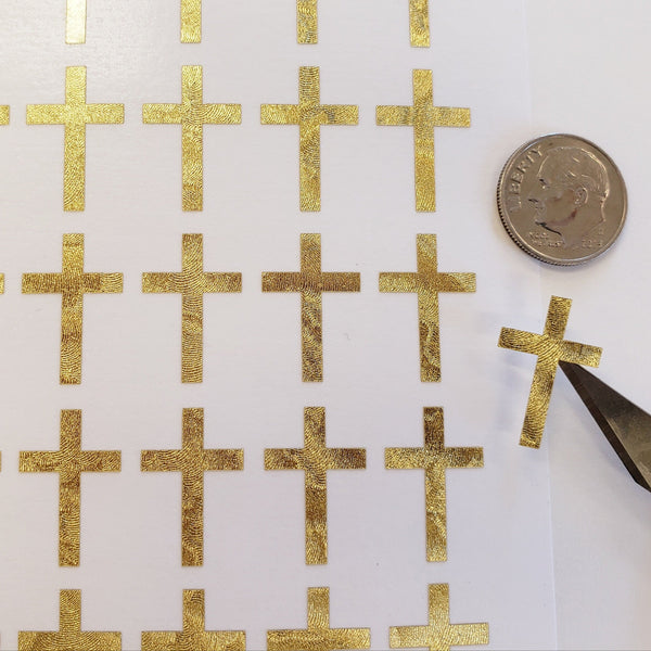 Gold Religious Cross Stickers