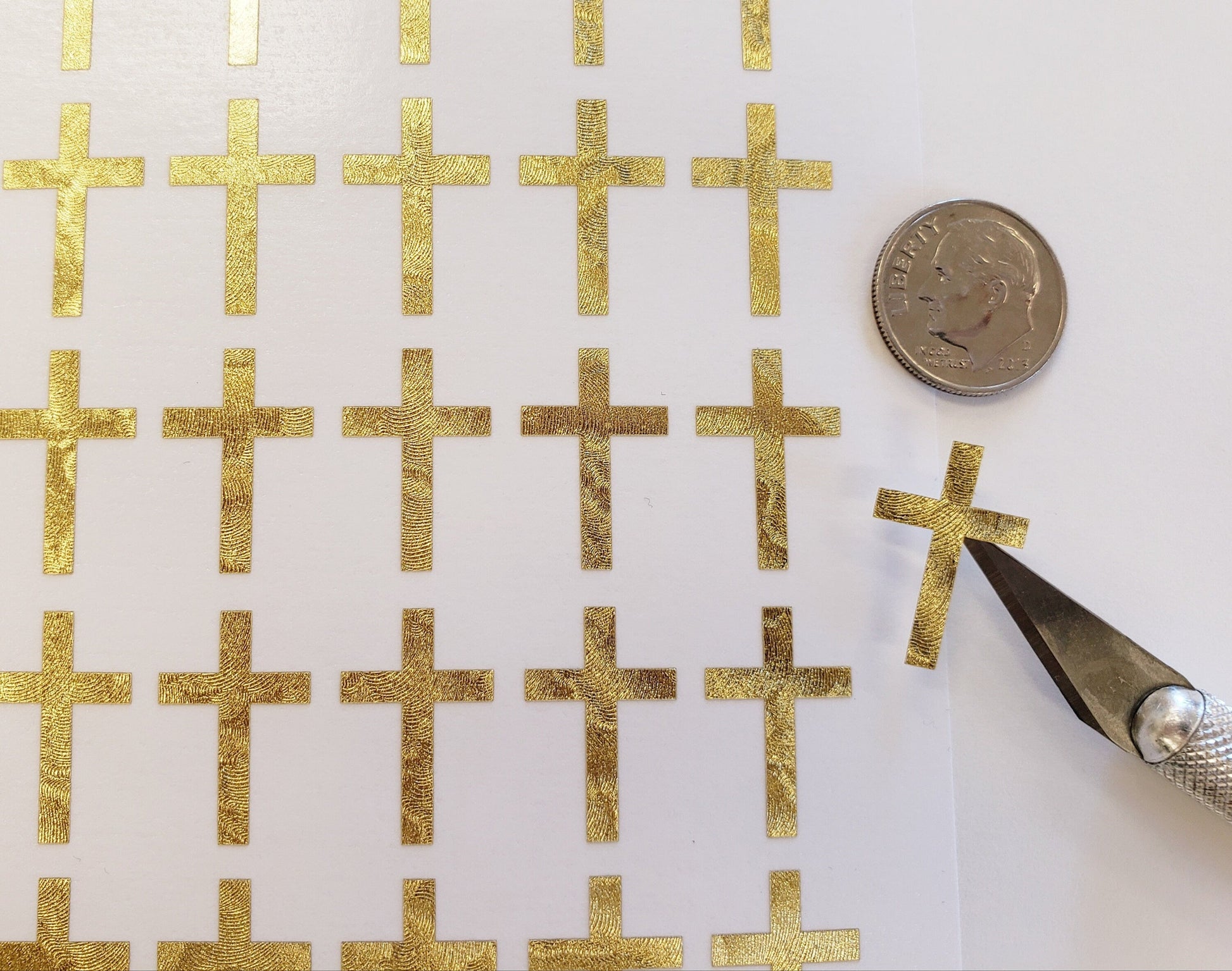 Gold Religious Cross Stickers