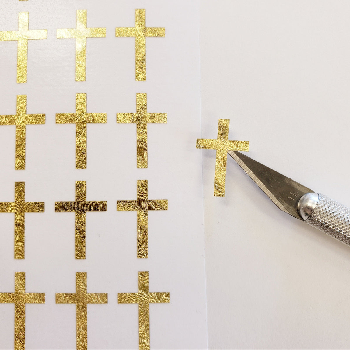 Small Gold Christian Cross Stickers