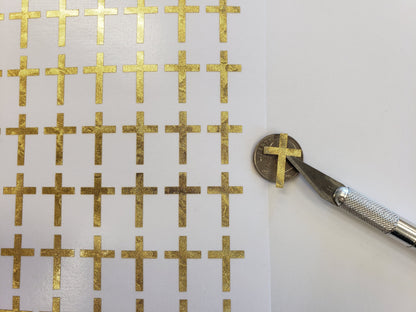 Gold Religious Cross Stickers