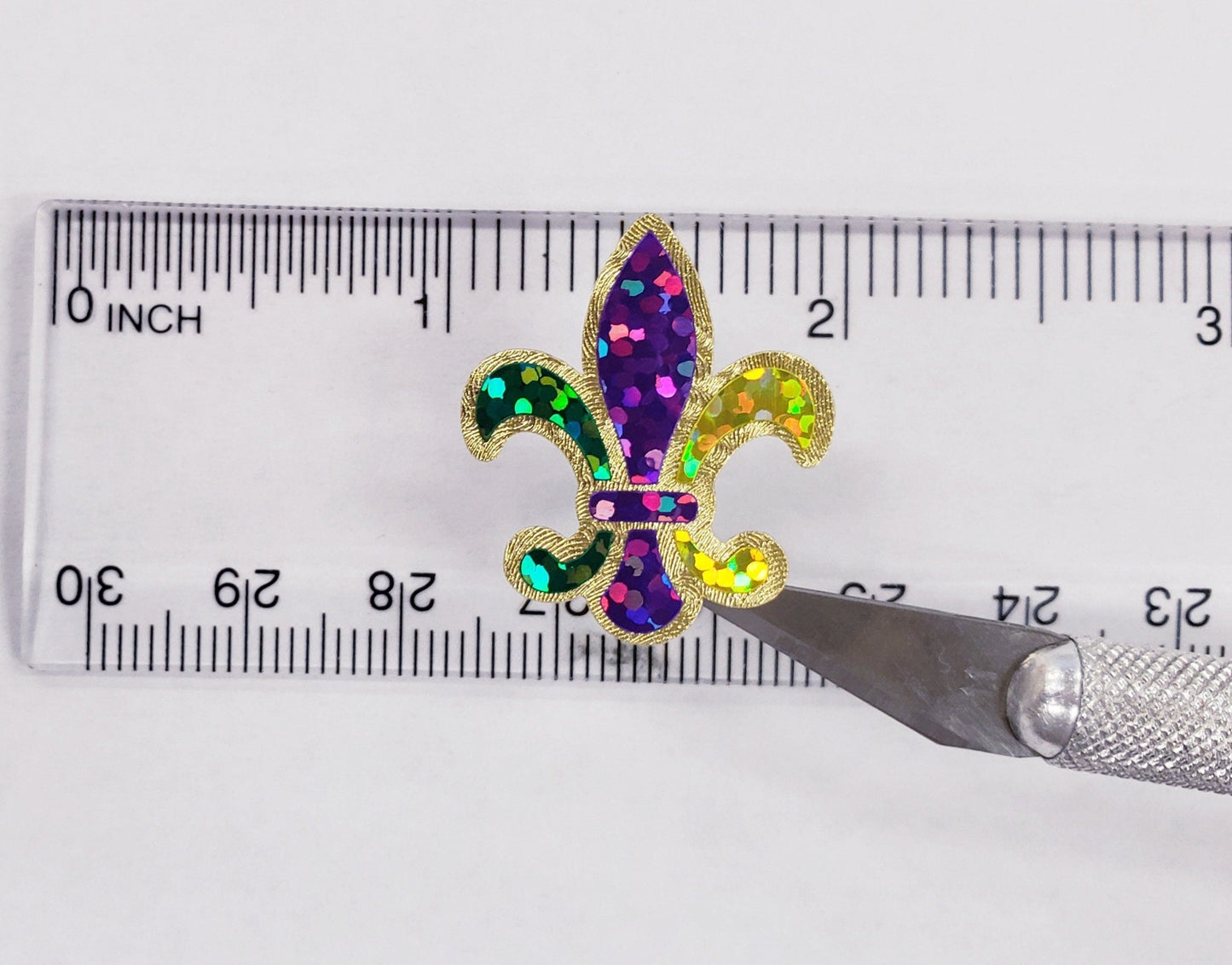 Mardi Gras Stickers, set of 10, 25 or 50 Louisiana French Fleur de Lis glitter stickers for cards, envelopes, ornaments & hurricane glasses