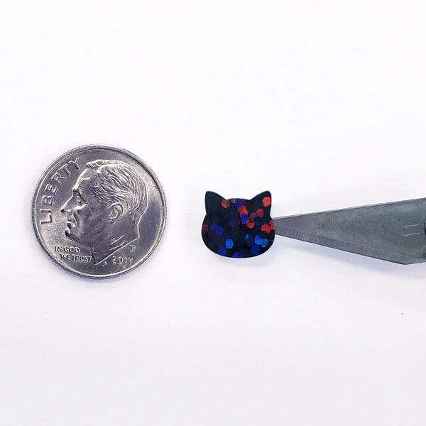 Black Cat Mini Stickers, set of 187 tiny sparkly Halloween cat stickers.