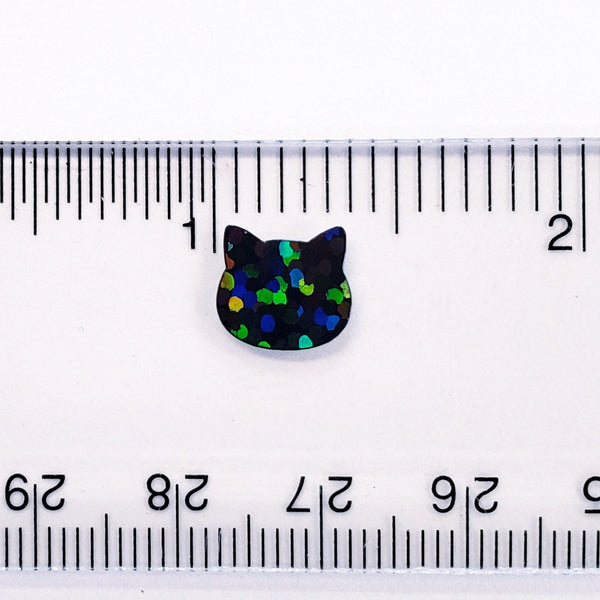 Black Cat Mini Stickers, set of 187 tiny sparkly Halloween cat stickers.