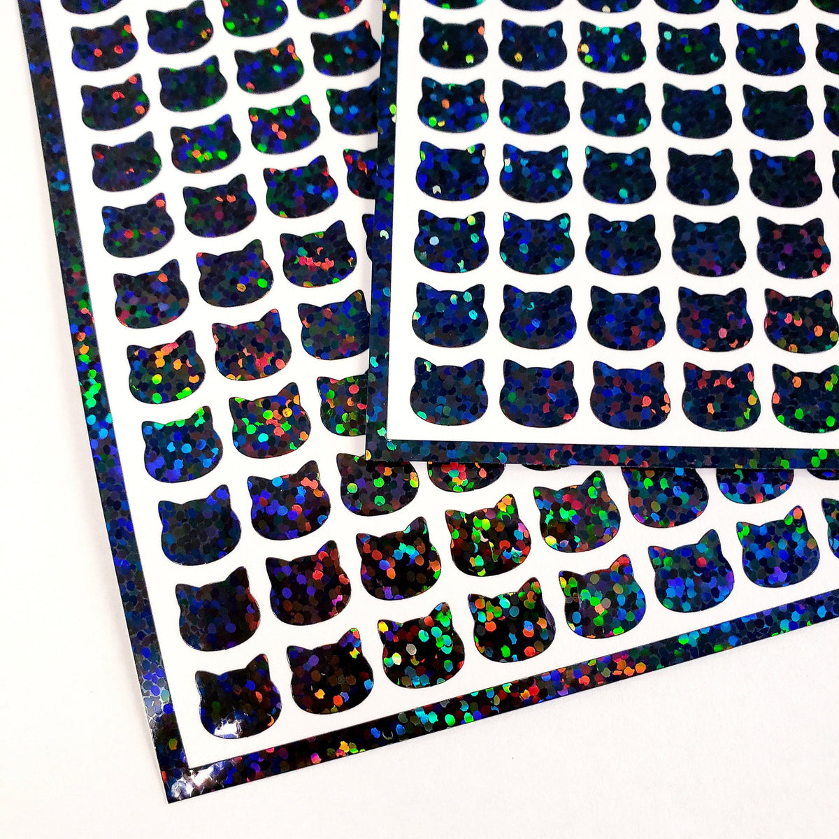Black Cat Mini Stickers, set of 187 tiny sparkly Halloween cat stickers.