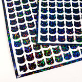 Black Cat Mini Stickers, set of 187 tiny sparkly Halloween cat stickers.