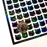 Black Cat Mini Stickers, set of 187 tiny sparkly Halloween cat stickers.