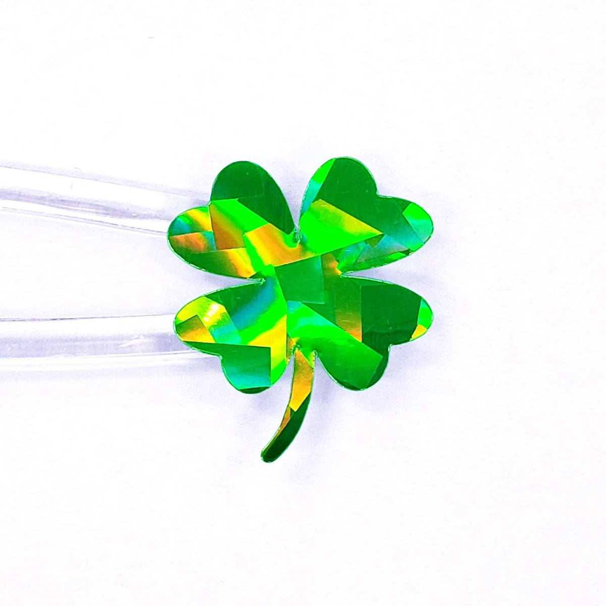 St. Patrick's Day Four Leaf Clover Stickers, set of 48 spring green sparkly lucky clovers shamrocks each 3/4"