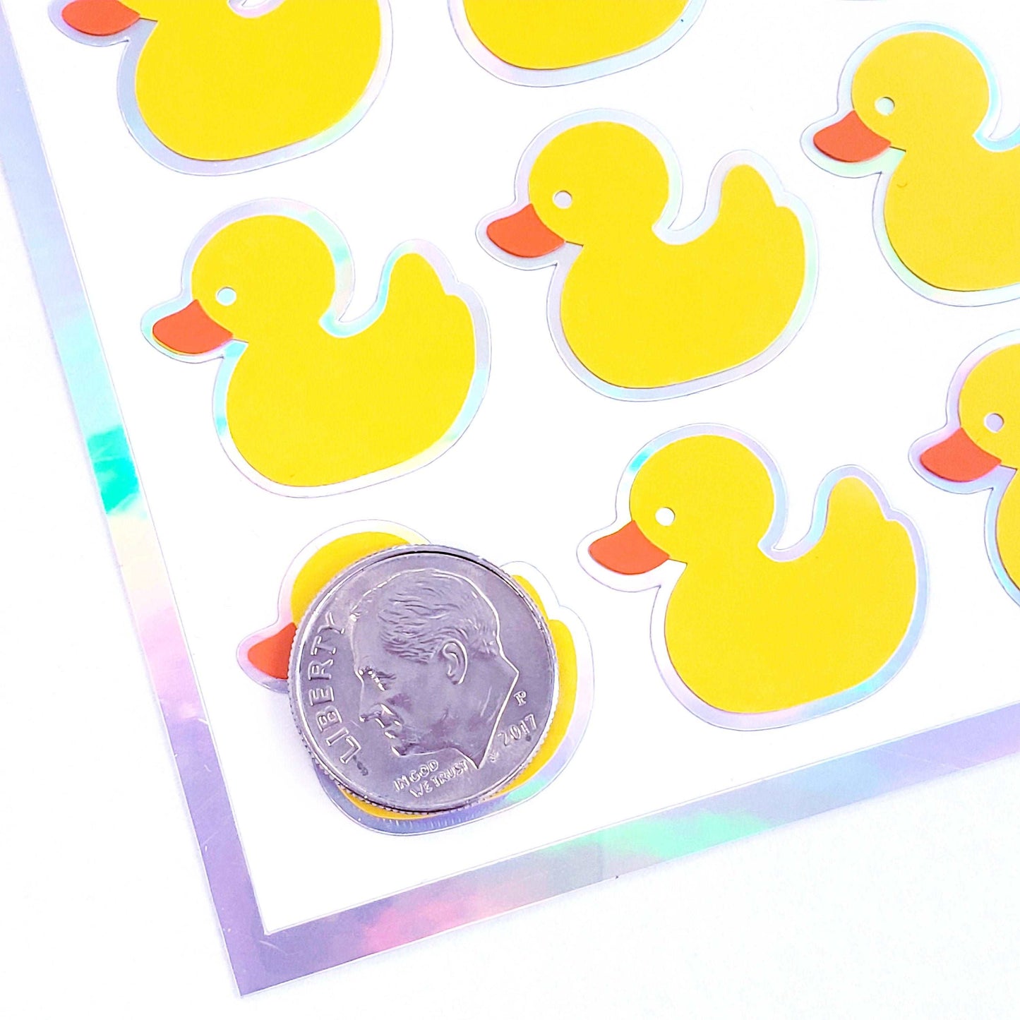 Rubber Ducky Stickers, set of 35 small duck vinyl decals. Stickers for scrapbook pages, journals, baby bath time schedule and goal charts.