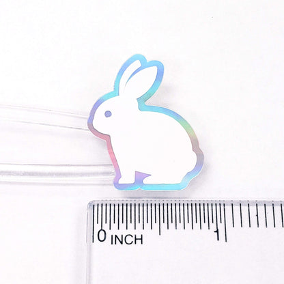 White Easter Bunny Stickers, set of 30 cute vinyl bunnies for Spring crafts, Easter baskets and cards.