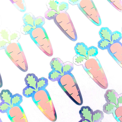 Carrot Stickers, set of 30 pretty orange and green pastel carrot stickers for Easter basket gifts, calendars, planners and recipe cards.