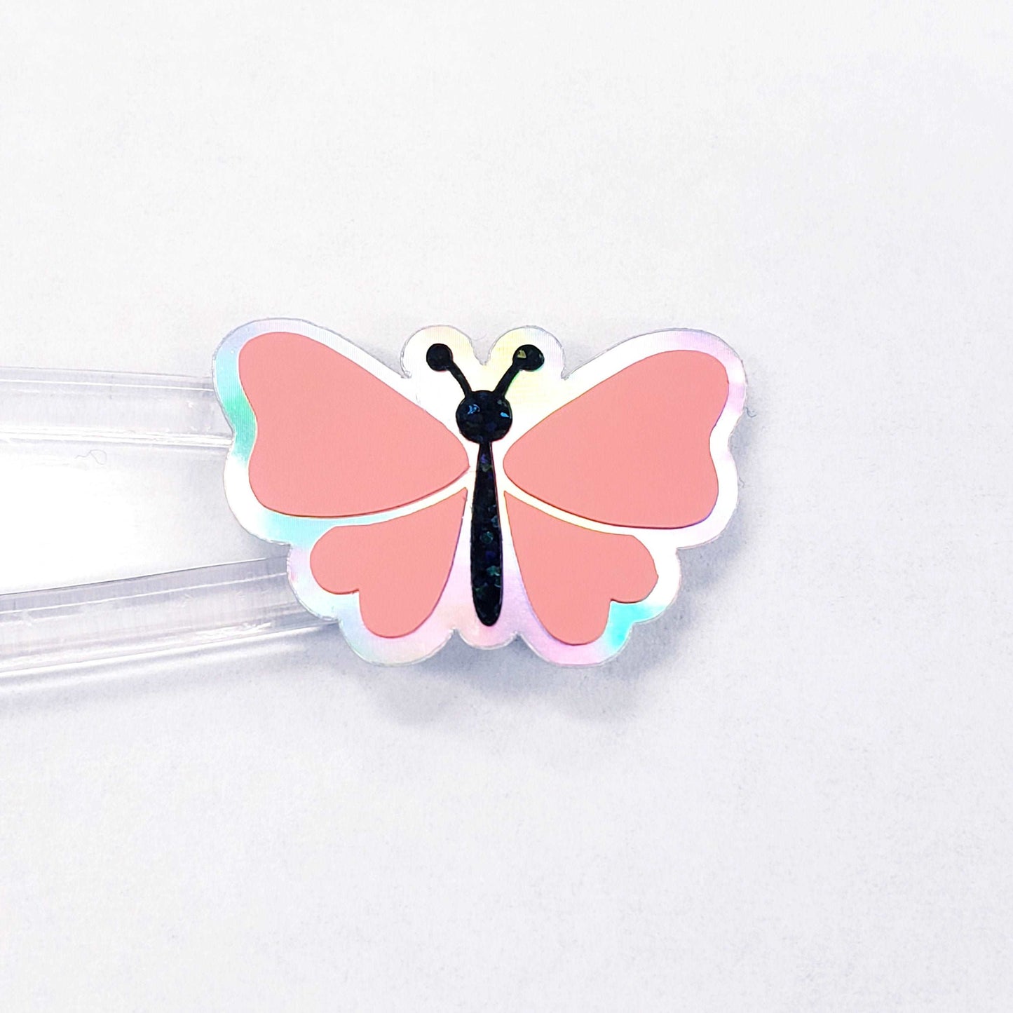 Pastel Rainbow Butterfly Stickers, set of 49 cute multi color vinyl butterflies for Spring crafts, Easter baskets and Mother's Day cards.