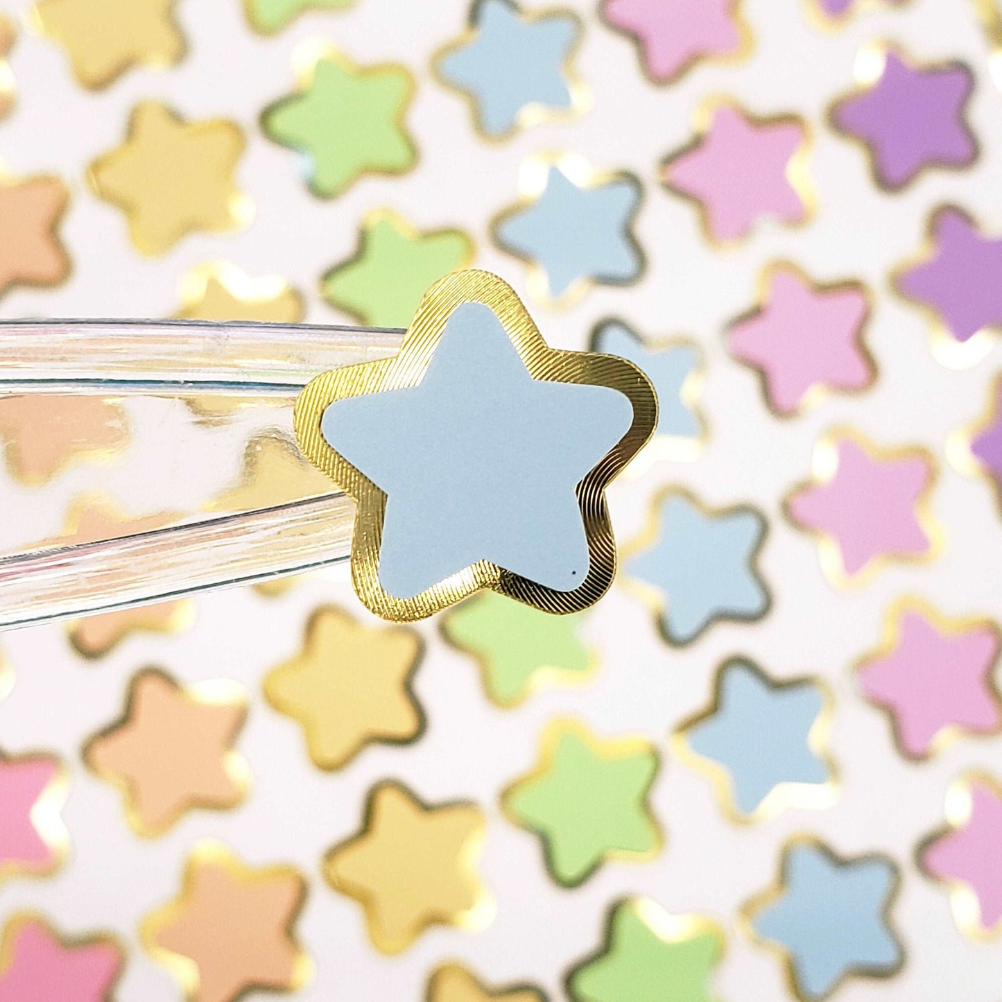 Pastel Rainbow Star Stickers, set of 70 small soft colored kawaii stars for cards, journals, envelopes, invitations, laptops and crafts.