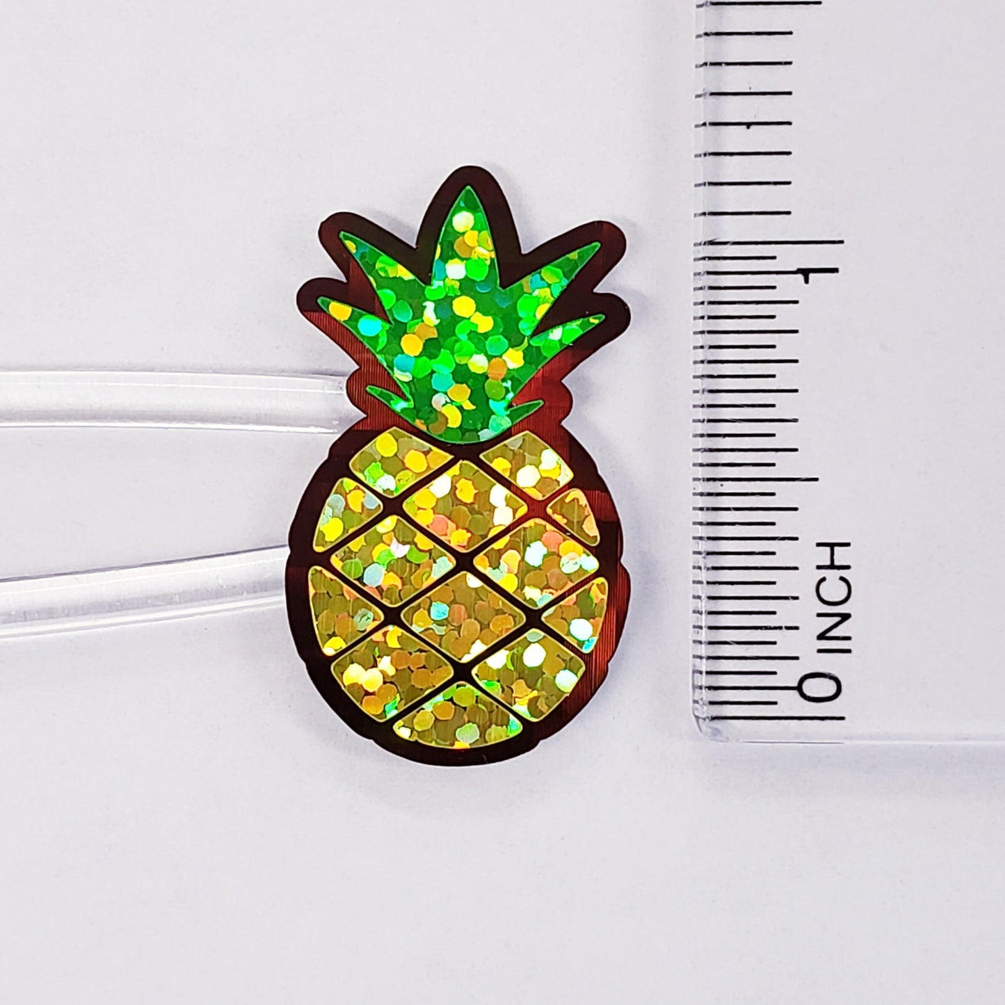 Pineapple Glitter Stickers, set of 30 peel and stick tropical fruit stickers.