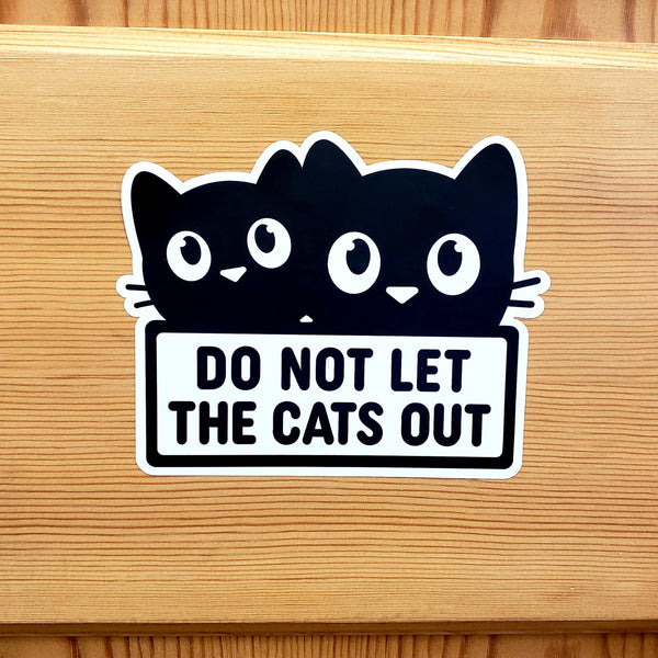 Indoor Cat Safety Door Sticker, Cute Do Not Let Cats Out Sign, Pet Lover Gift