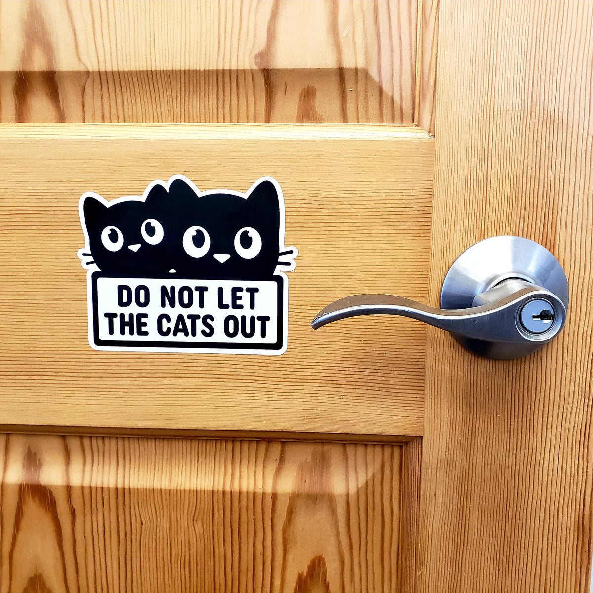 Indoor Cat Safety Door Sticker, Cute Do Not Let Cats Out Sign, Pet Lover Gift