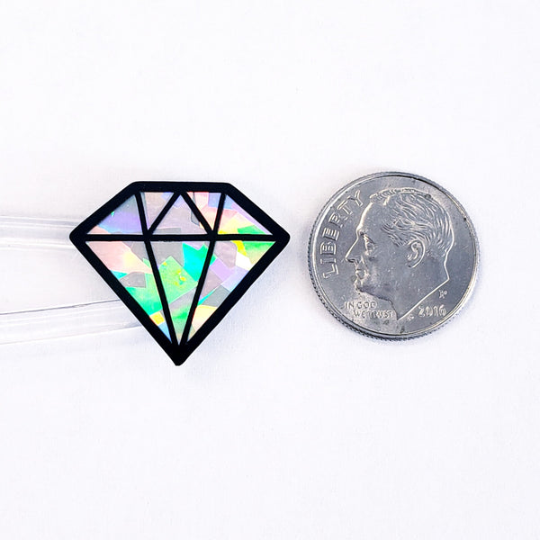 April birthstone stickers, diamond gemstone stickers, set of 40 small sparkly classic diamond shape decals for gifts, notes and scrapbooks.